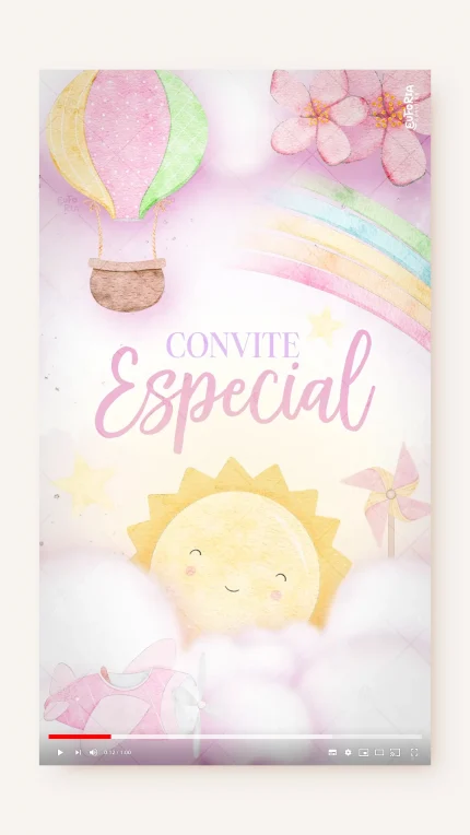 Convite Animado Aniversário 365 Dias de Sorrisos - Menina