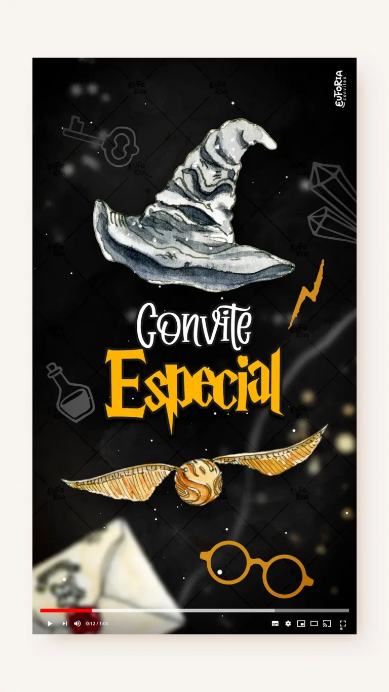 Convite Animado Aniversário Harry Potter Ministro da Mágica