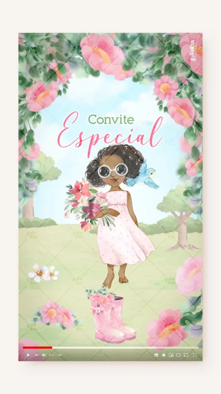 Convite Animado Aniversário Nosso Jardim Encantado Morena