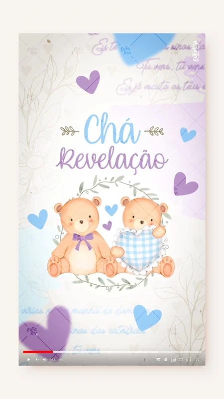 Convite Animado Chá Revelação Quartinho dos Ursos F