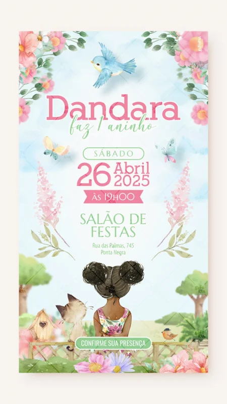 Convite Digital Aniversário Nosso Jardim Encantado Moreno