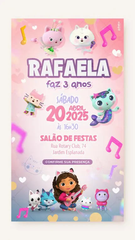 Convite Digital Aniversário A Casa Mágica da Gabby