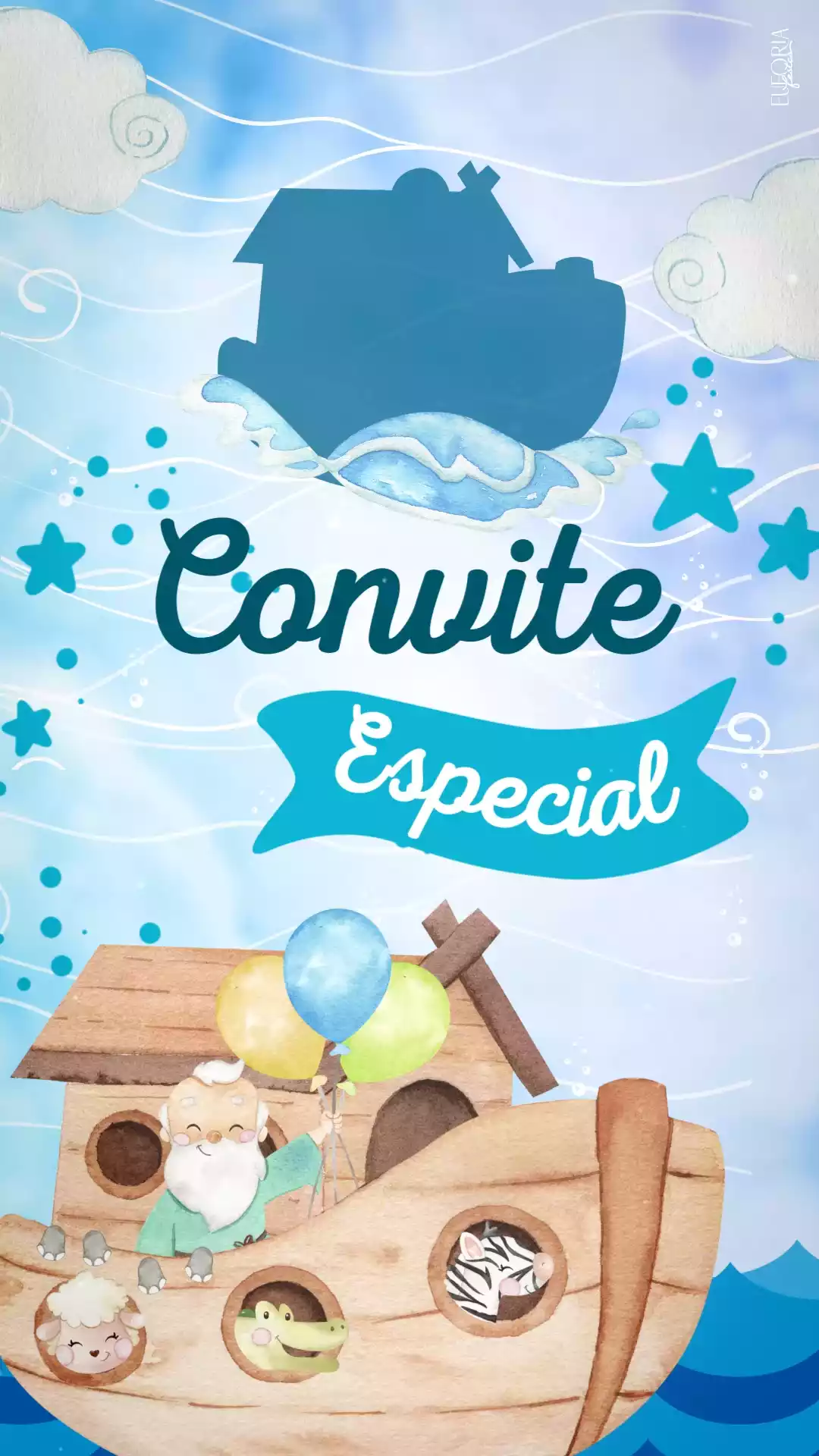 Convite Animado Aniversário Benção na Arca de Noé Convite Animado Aniversário Benção na Arca de Noé