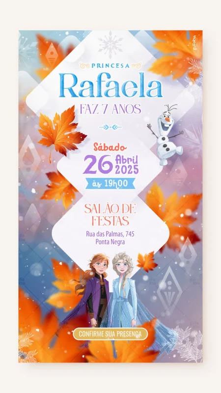 Convite Digital Aniversário Frozen de Volta à Infância