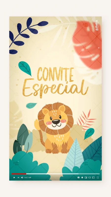 Convite Animado Aniversário Meu Precioso Leãozinho