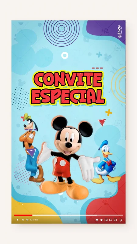 Convite Animado Aniversário Mickey e sua Turma