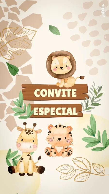 Convite Animado Aniversário Passeio no Safari - Menino