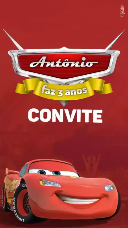 Convite Animado Aniversário Carros Relâmpago McQueen