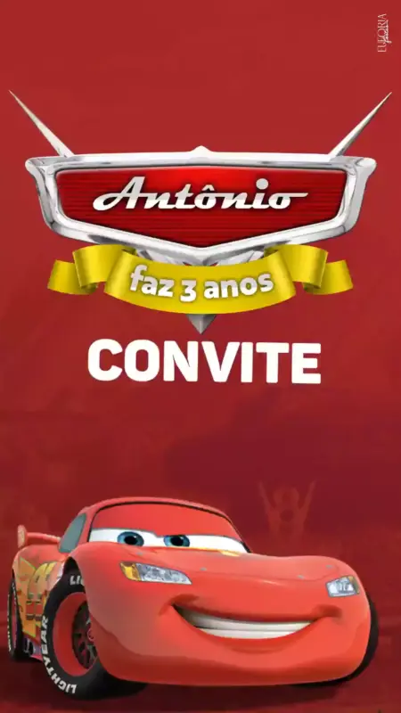 Convite Animado Aniversário Carros Relâmpago McQueen