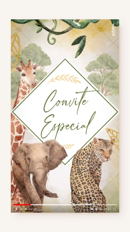 Convite Animado Aniversário Savana da Onça Pintada