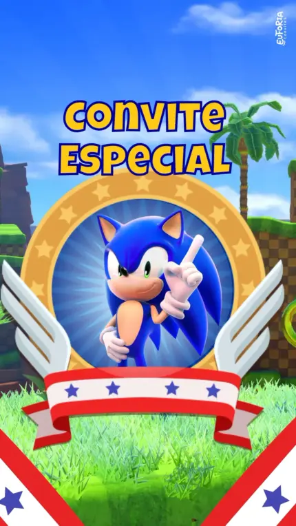 Convite Animado Aniversário Start Sonic