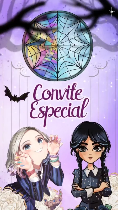 Convite Animado Aniversário Addams Friends Wandinha e Enid