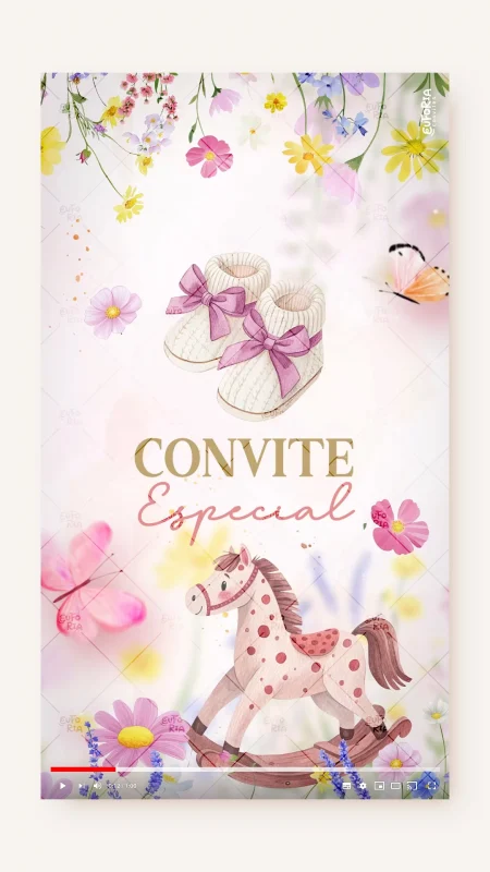 Convite Animado Chá de Bebê Jardim Tão Sonhada