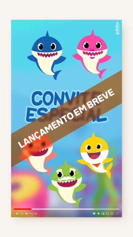 Convite Animado Aniversário Festa Baby Shark