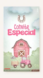 Convite Animado Aniversário Minha Primeira Fazendinha – Menina