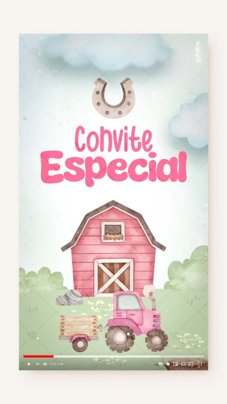 Convite Animado Aniversário Minha Primeira Fazendinha – Menina