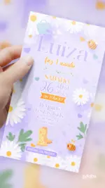 Convite Digital Aniversário Chuvinha das Margaridas Roxo