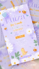 Convite Digital Aniversário Chuvinha das Margaridas Roxo