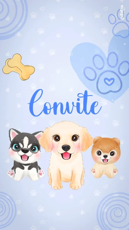 Convite Animado Aniversário Meus Cachorrinhos - Menino