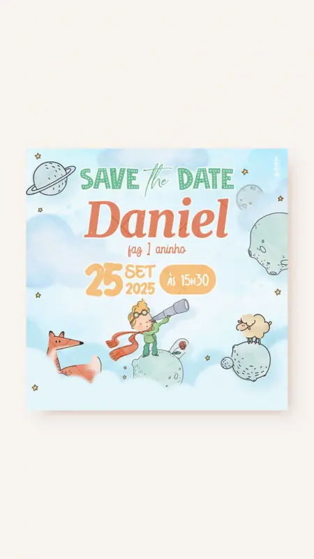 Save the Date Aniversário Conto do Pequeno Príncipe - Loiro