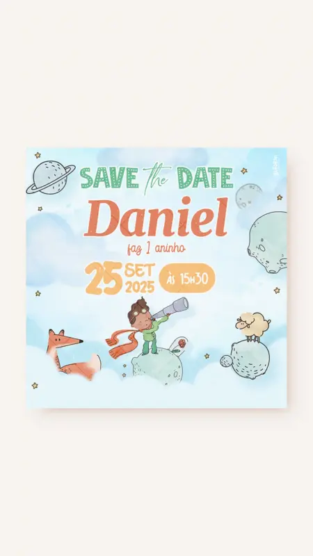 Save the Date Aniversário Conto do Pequeno Príncipe - Moreno