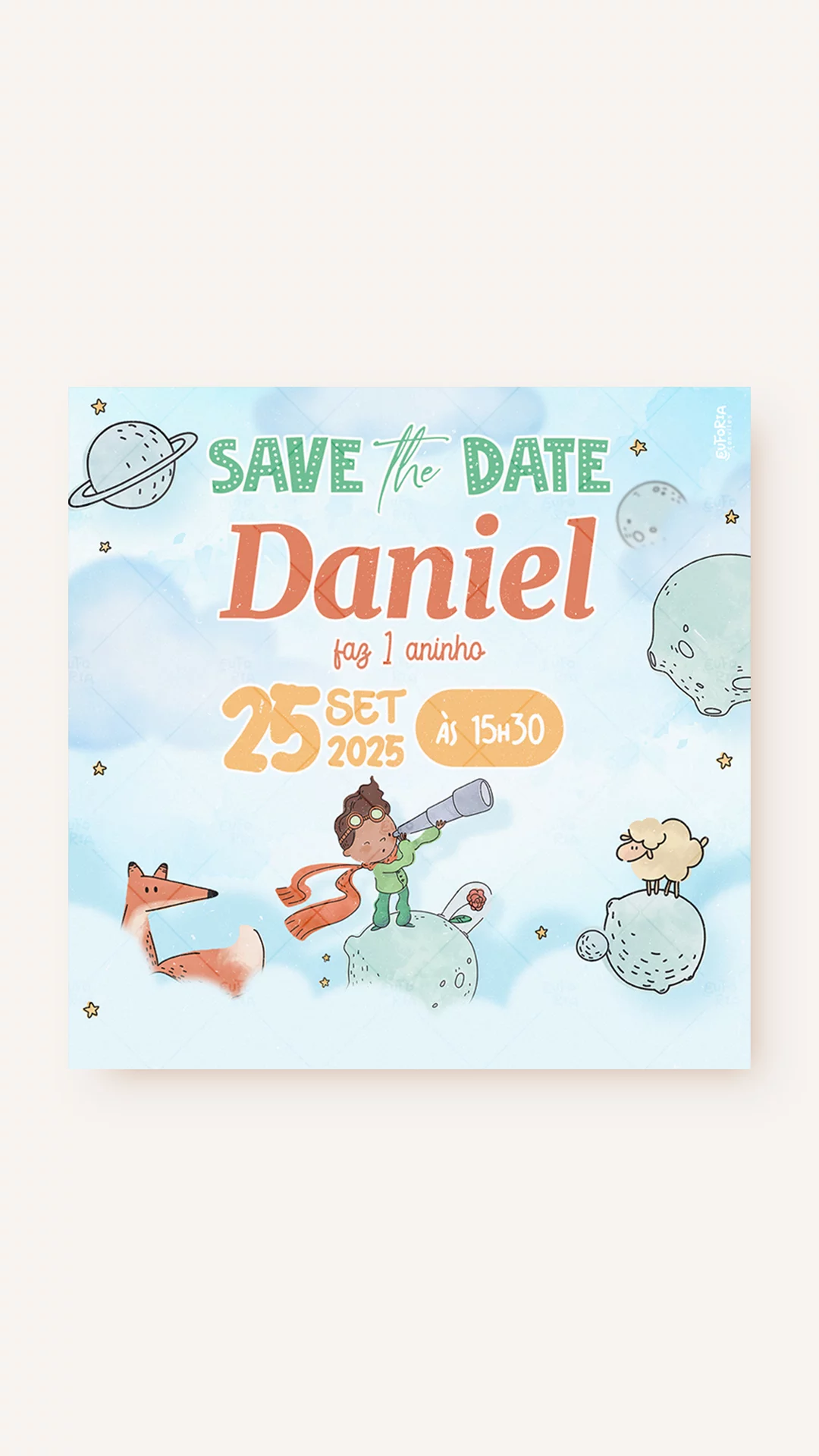 Save the Date Aniversário Conto do Pequeno Príncipe - Moreno Save the Date Aniversário Conto do Pequeno Príncipe - Moreno