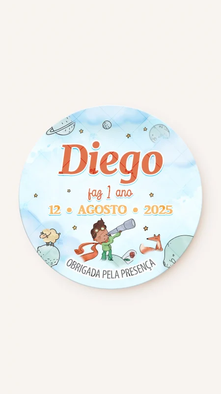 Tag Redonda Aniversário Conto do Pequeno Príncipe - Moreno