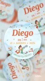 Tag Redonda Aniversário Conto do Pequeno Príncipe - Príncipe Castanho