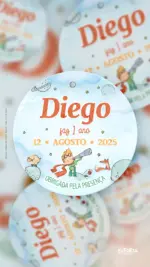 Tag Redonda Aniversário Conto do Pequeno Príncipe - Loiro