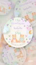 Tag Redonda Chá Revelação Quartinho dos Ursos (Verde e Lilás)
