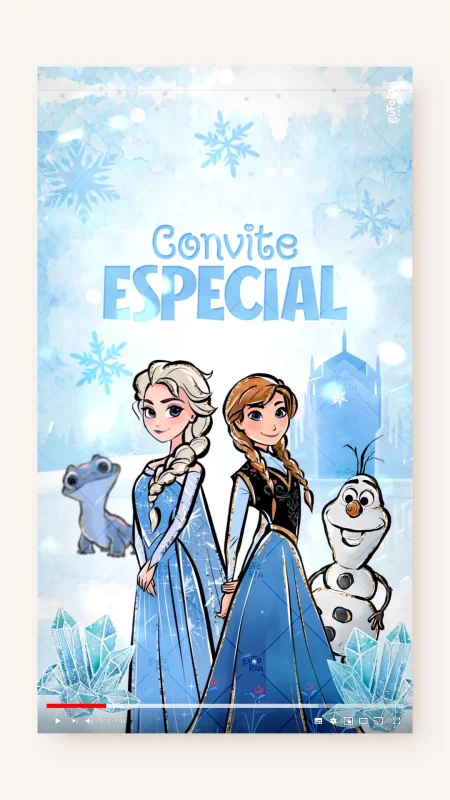 Convite Animado Aniversário Floquinhos de Neve Frozen