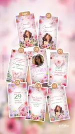 Convite Animado Aniversário Quinze Primaveras - Castanho