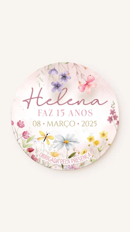 Tag Redonda Aniversário Meu Florescer 15 Anos