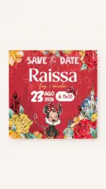Save the Date Aniversário Poá da Minnie Vermelha