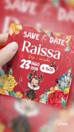 Save the Date Aniversário Poá da Minnie Vermelha