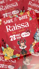 Save the Date Aniversário Poá da Minnie Vermelha