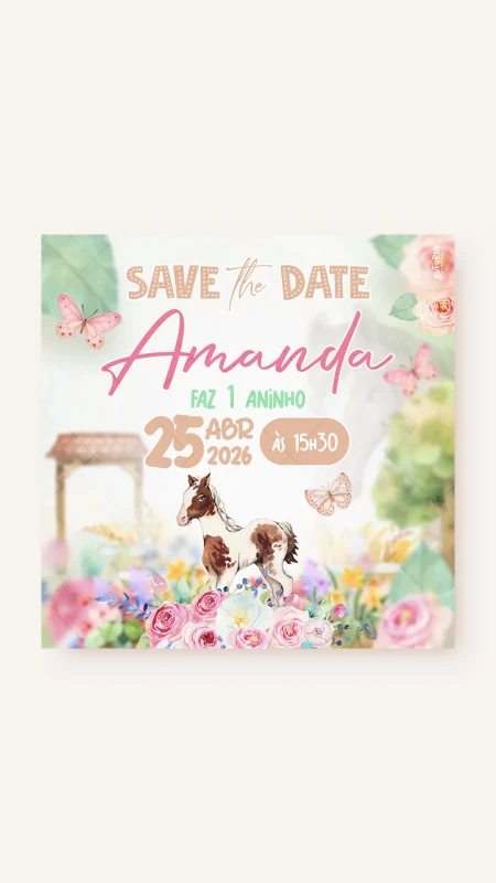 Save the Date Aniversário Meu Haras Florido