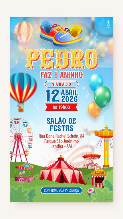 Convite Digital Aniversário Meu Parque de Diversões