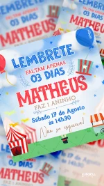 Lembrete Aniversário Festa no Circo