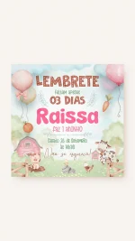 Lembrete Aniversário Minha Primeira Fazendinha - Menina