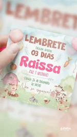 Lembrete Aniversário Minha Primeira Fazendinha - Menina