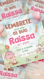Lembrete Aniversário Minha Primeira Fazendinha - Menina