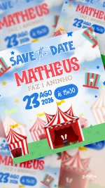Save the Date Aniversário Festa no Circo