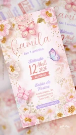 Convite Digital Aniversário Voo das Borboletas