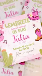 Lembrete Aniversário Patricinha Boiadeira