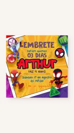 Lembrete Aniversário Spidey e Seus Amigos Espetaculares
