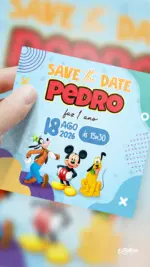 Save the Date Aniversário Mickey e sua Turma