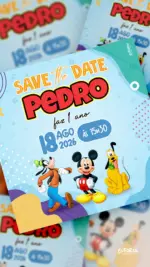 Save the Date Aniversário Mickey e sua Turma