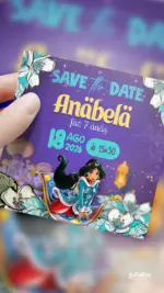 Save the Date Aniversário No Mundo Ideal de Jasmine