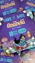 Save the Date Aniversário No Mundo Ideal de Jasmine
